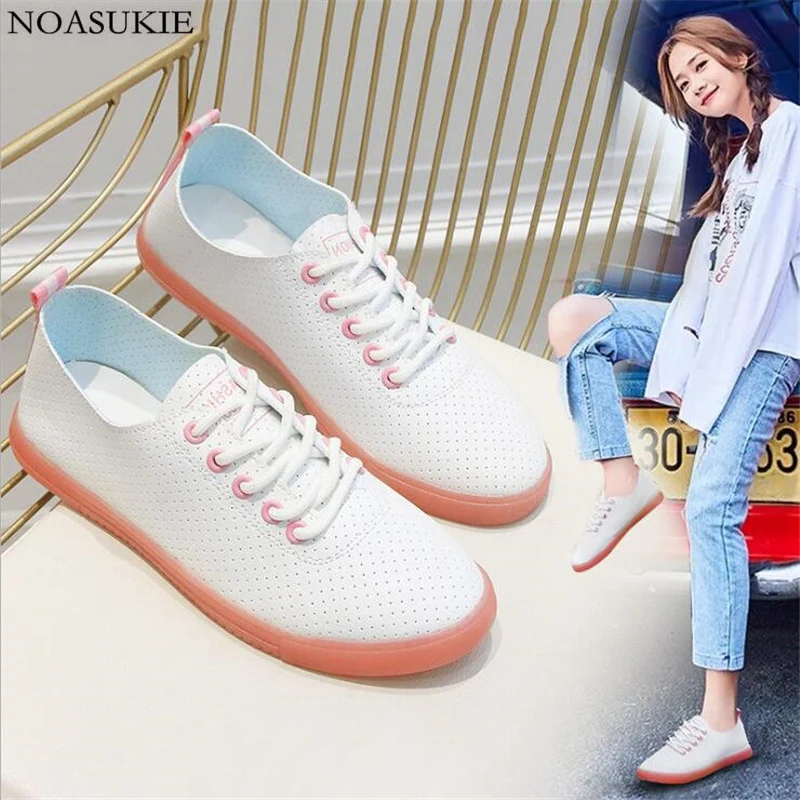 

Shoes Women Breathable PU Flat Shoes Fashion Casual Shoes Lightweight Jelly Soles Sneakers Leather Shoes Zapatos De Mujer 2019