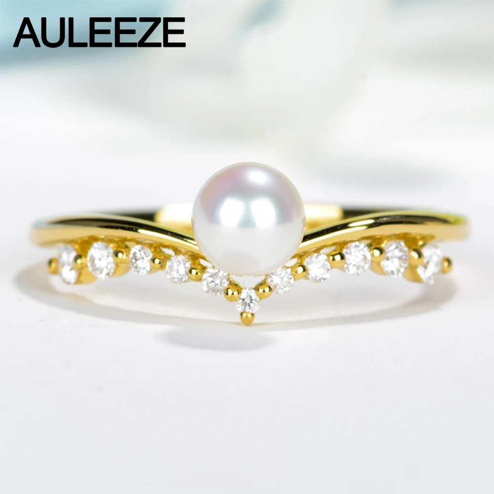 Женское кольцо с жемчугом диаметром 5 мм желтое золото 18 К|ring for|rings for womengold natural |