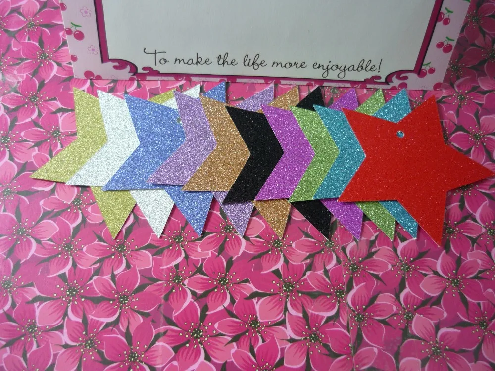 CX-TAG-00042 9x8.56cm 10 mixed colors Glitter Stars Christmas Gift Tags 02