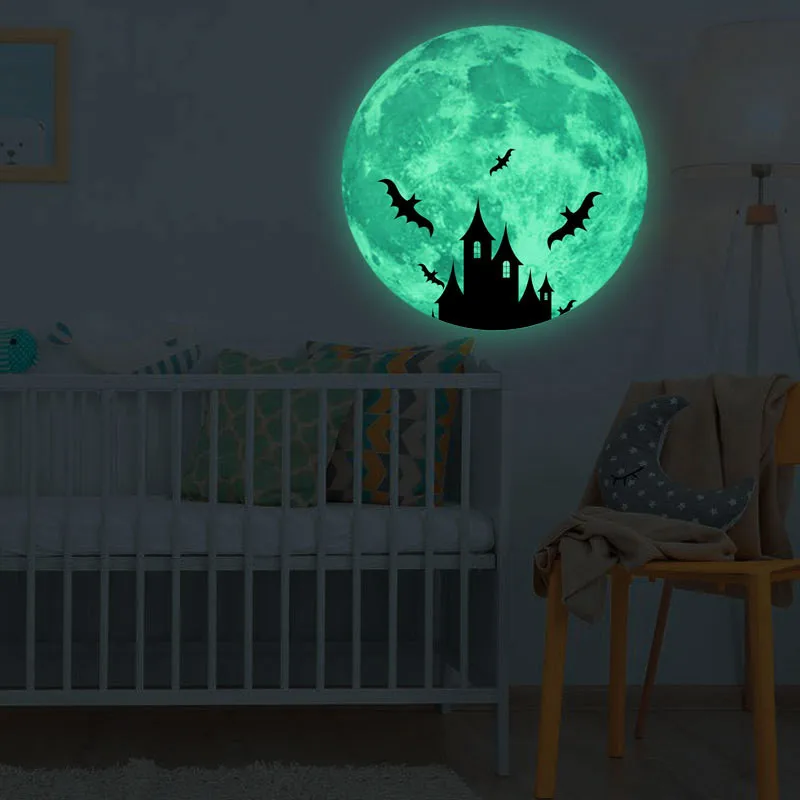 

30cm luminous PVC moon wall stickers children's kids bedroom art wall sticker self-adhesive wallpaper room decor sticker mural