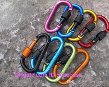 

500pcs/lot Aluminum Carabiner D-Ring Clip Bottle Hook Climbing Camping Keychain Screwgate Key Chain Locking