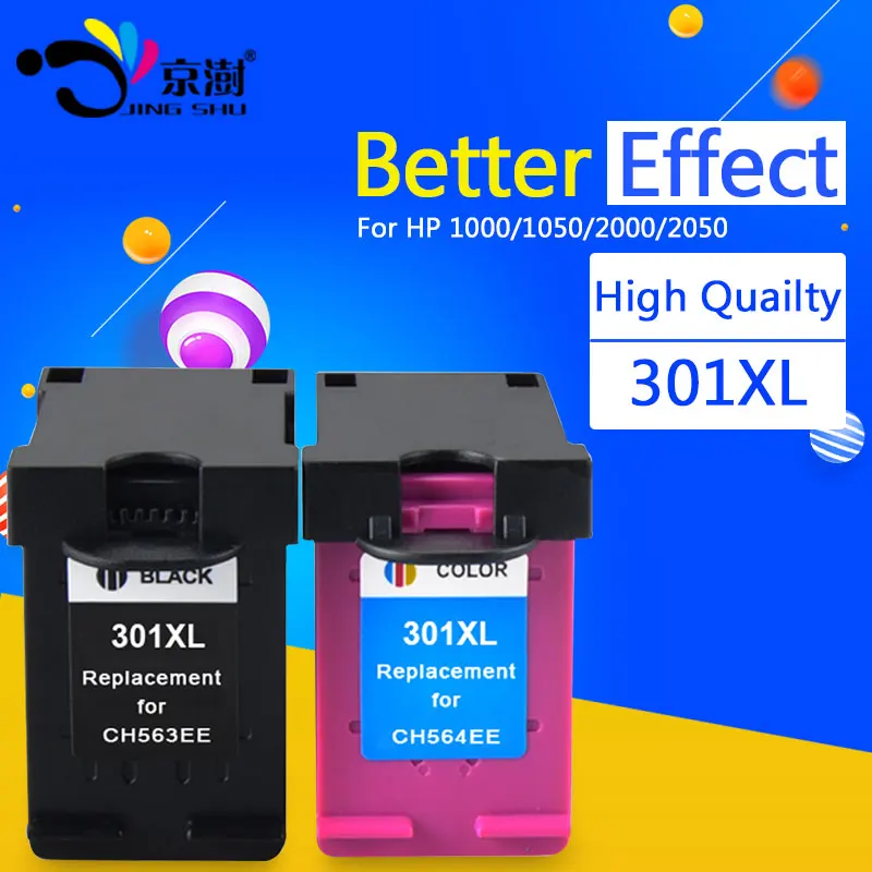 2PK Восстановленный чернильный картридж 301XL CH563EE CH564EE для HP DeskJet 1000 1050 2000 2050 2510 3000 3050