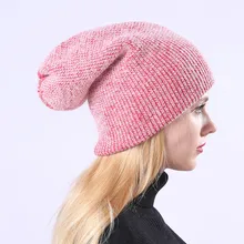 Модные осенние и зимние шапки мужские и женские шапки, головные уборы Ангорский Кролик волосы двойной толстый вязаный шерстяной зимне наушники шапка