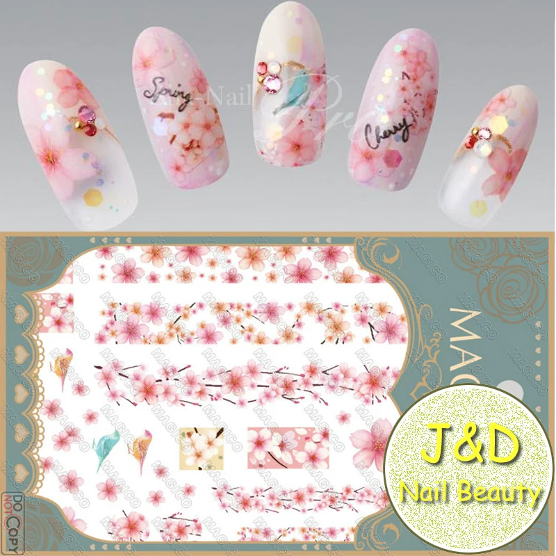 Наклейки для ногтей FOREVER JASMINE Comic Pink Sakura вишневые цветы романтические французский