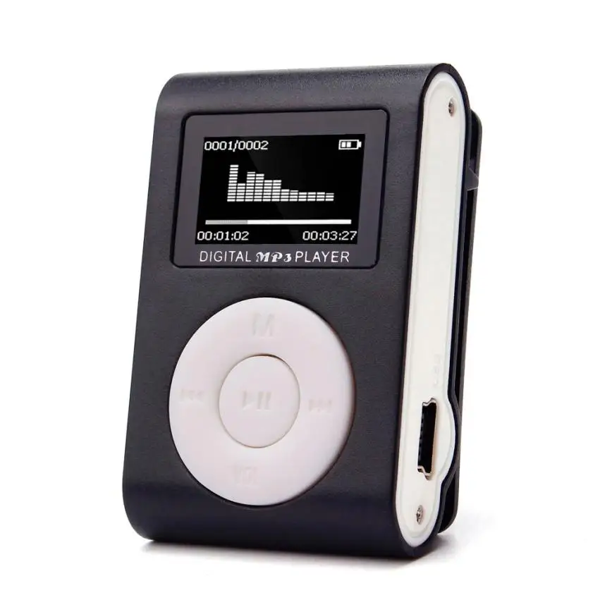 Новинка,, модный мини mp3 USB MP3 плеер с зажимом, ЖК-экран, поддержка 32 ГБ, Micro SD, TF, кардслик, стильный дизайн, спортивный, компактный, 0 - Цвет: Черный