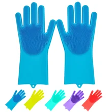 

Newest Magic Silicone Scrubber Rubber Cleaning Gloves Dusting|Dish Washing|Pet Care Grooming Hair Car|Insulated Kitchen Helper