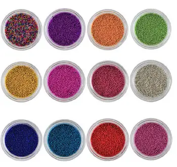 

Fashion ! 12Pots/Box Mixed 12 Colors Caviar Nail Art 3d Decorations Brand Charms Manicures Pedicures Decal tiny Beads, JCZE014F