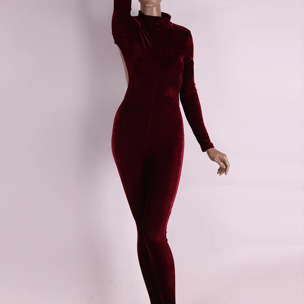velvet bodycon jumpsuit