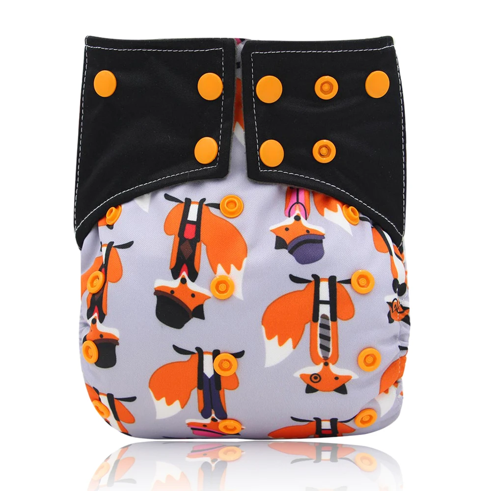 

12 Pack Ohbabyka AIO Cloth Diapers Sewn in Insert Reusable Baby Nappies Pattern Print Newborn Diaper Cover Reusable Baby Diapers