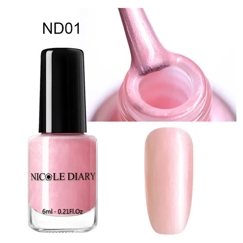 NICOLE DIARY 6ml Peel Off Thermal Nail Polish Glitter Chameleon Color Changing Water-based Manicure Nail Art Varnish - Цвет: S8-ND01