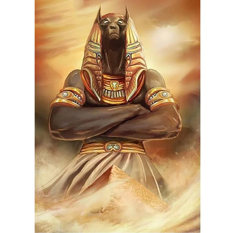 

Full Square Drill 5D DIY Diamond Painting Anubis and The Pyramids-Ancient Egypt-Egyptian Cross Stitch Rhinestone Wall Picture