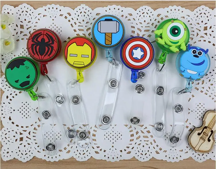 3 pcs/lot retractable badge reel ID Card Badge Holder Reel Pull Key Name Tag Recoil For School Office Company | Канцтовары для