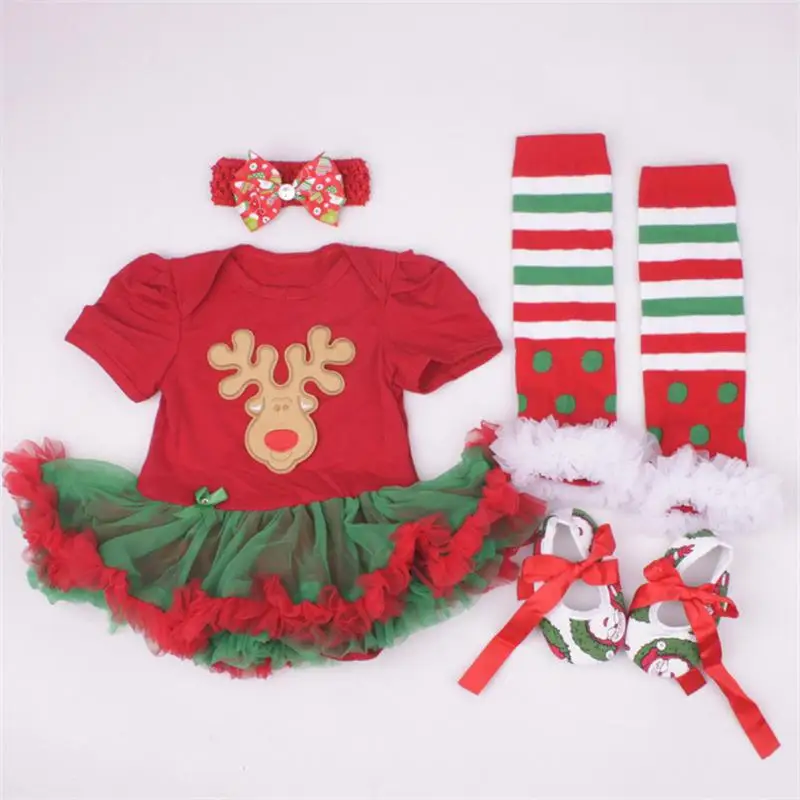 Детские обувь для девочек рождественские костюмы Комбинезоны малышек платье младеншт. ческой 3 шт. или 4 хлопчатобумажный детский спортивный костюм носки рождественской вечерние ин - Цвет: Style 9