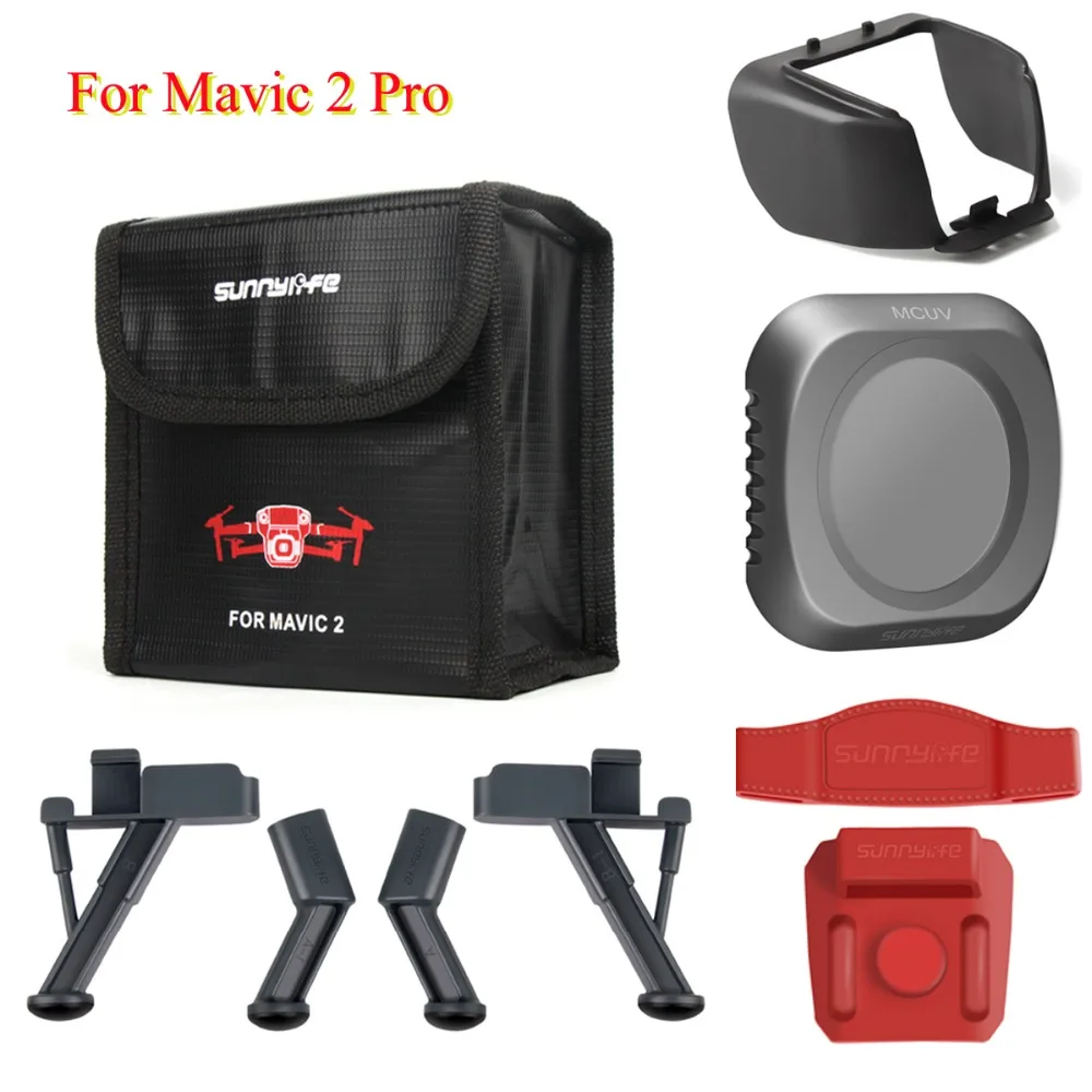 

5 in1 Accessories Set Gimbal Cover MCUV Lens Filter Landing Gear Battery Bag Propeller Stabilizers for DJI Mavic 2 Pro/ Zoom