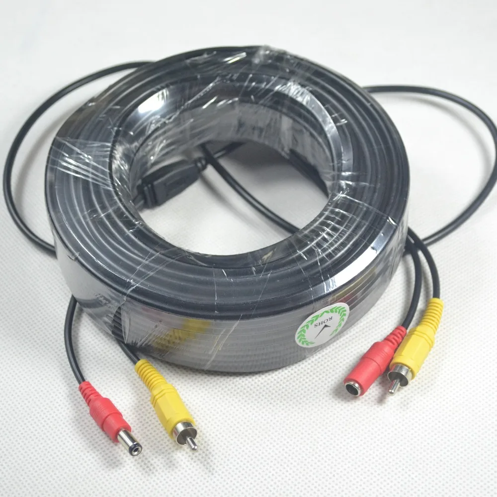 20 м кабель RCA аудио кабель видео Мощность AV черный кабель для видеонаблюдения DVR Камеры скрытого видеонаблюдения