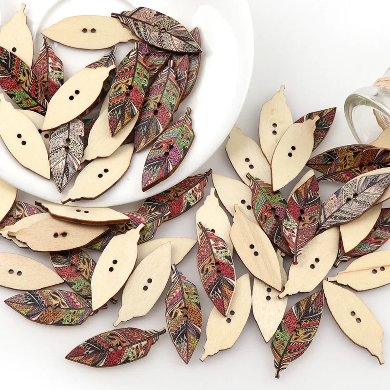 Leaves wood buttons 2