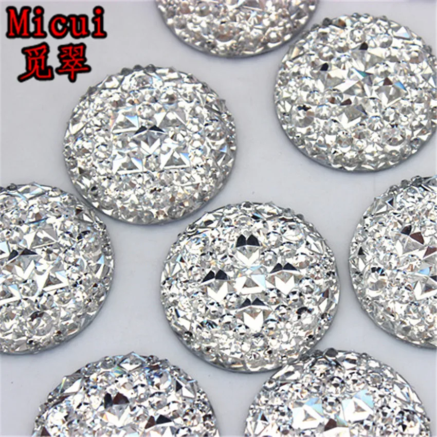 30PCS 25mm Resin Rhinestones Round crystal Stone Flatback Beads ZZ670
