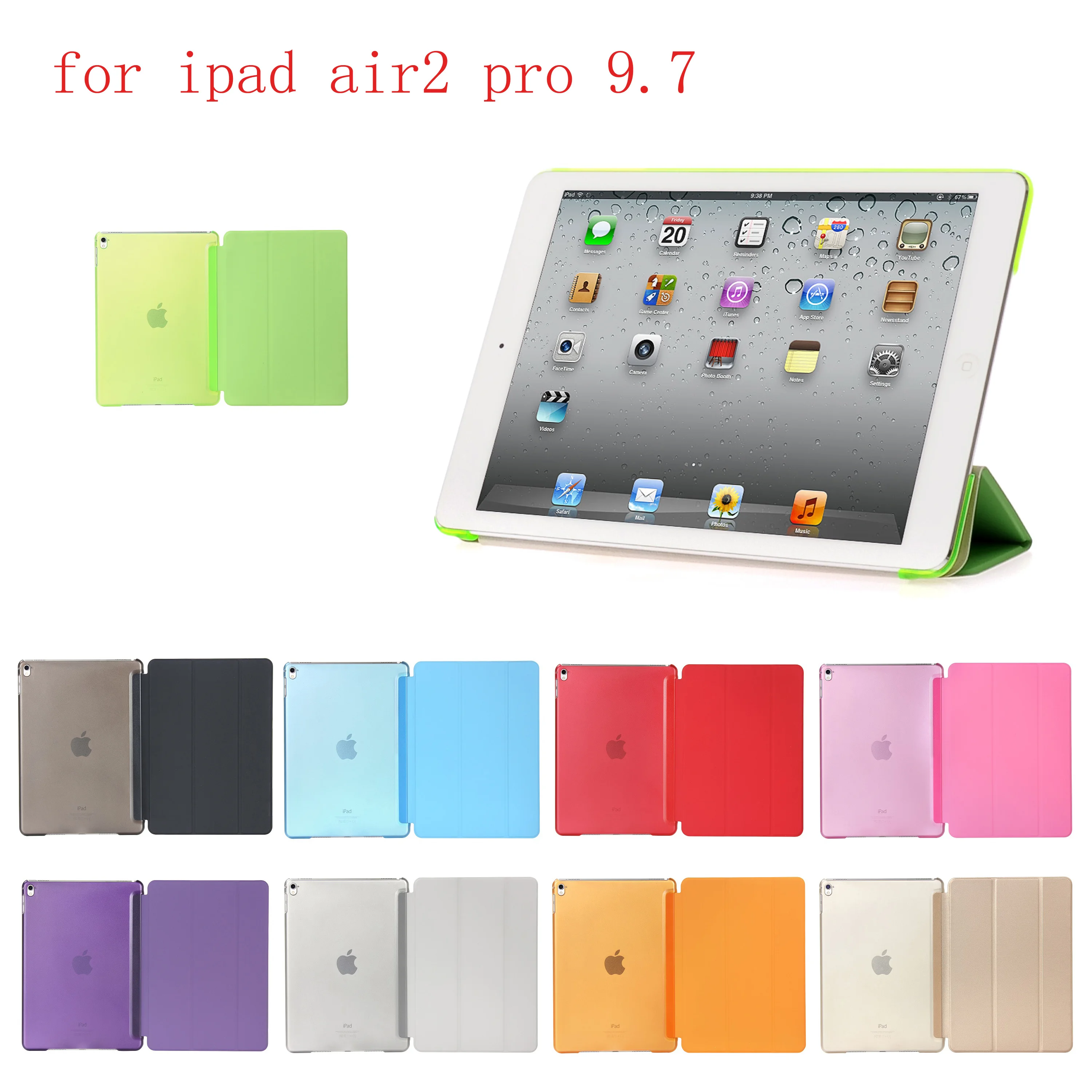 

Case For iPad air2 pro 9.7 PU Leather Siamese shell Case For Flip Smart Cover Auto Sleep/Wake Up For pro 9.7 for A1566`A1567
