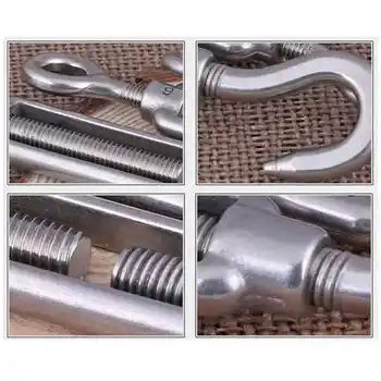 

5 pcs M8 304 Stainless Steel Hook & Eye Turnbuckle Hook Wire Rope Tension