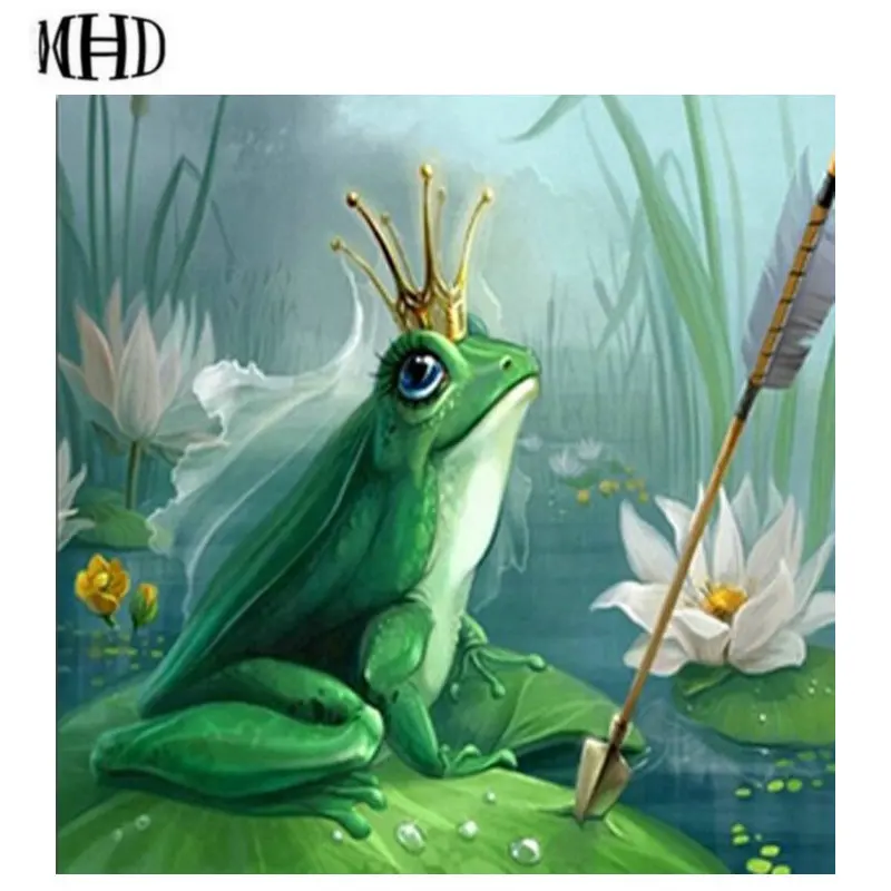 

MHD-needle diy diamond painting frog prince, 3D mosaic cross-stitch animal full diamond set round mosaic home decorative wall