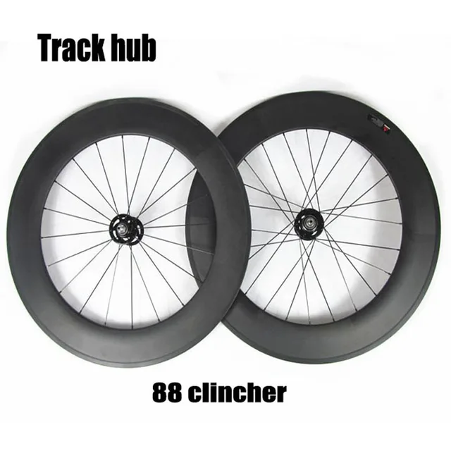 Best price at $339 Cheap Carbon Track Bicycle Wheelset 88mm Clincher Single Speed Fixed Gear Carbon Bike Wheels