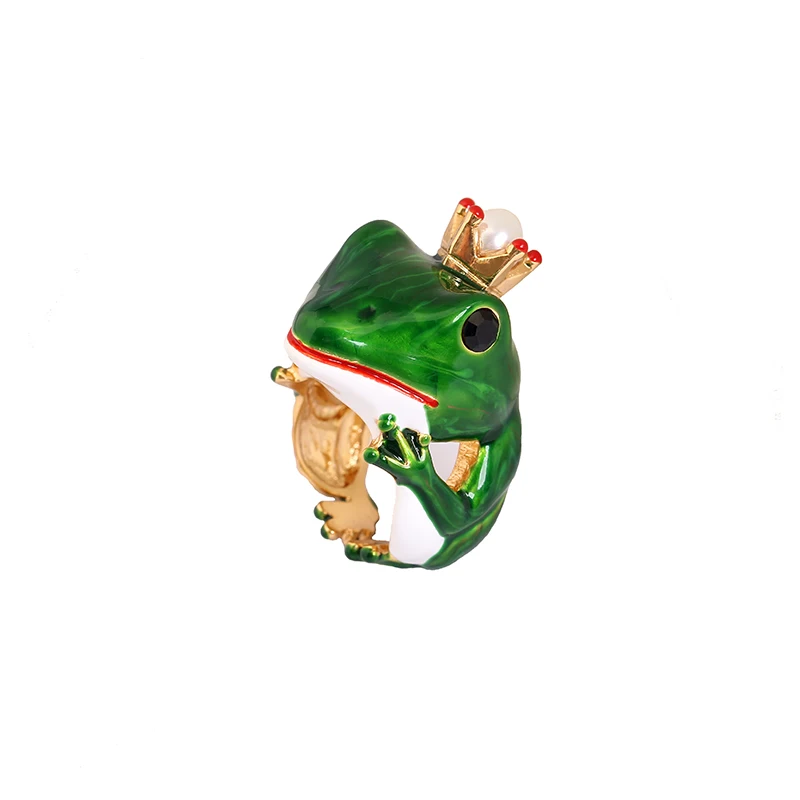 Женское кольцо с эмалью и регулируемое в виде лягушки|frog ring|ring ringelegant ring |