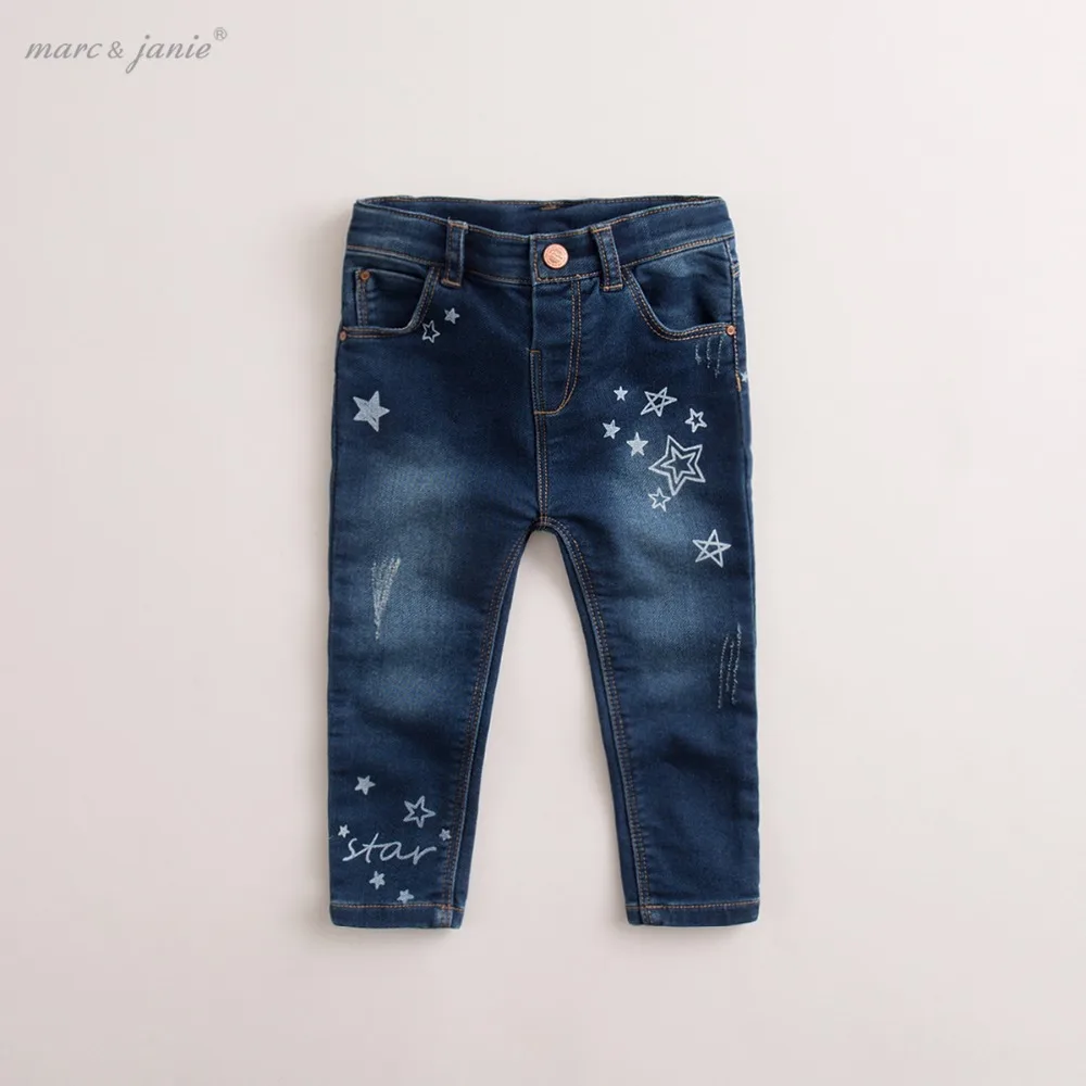 marc janie Baby Girls' Star Pattern Denim Jeans with Packets Toddler