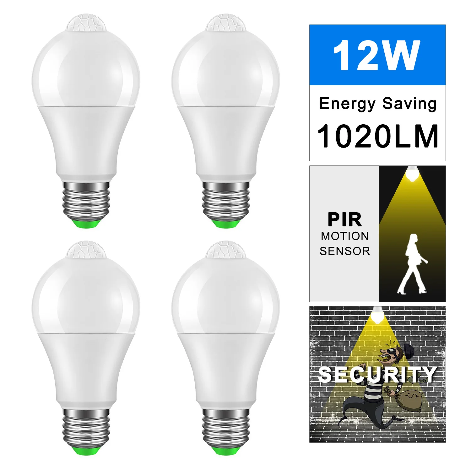 

12/18W PIR Motion Sensor Light E27 Motion Detector LED Bulb Lamp Stair Hallway Pathway Corridor Night Lighting Auto Sensing