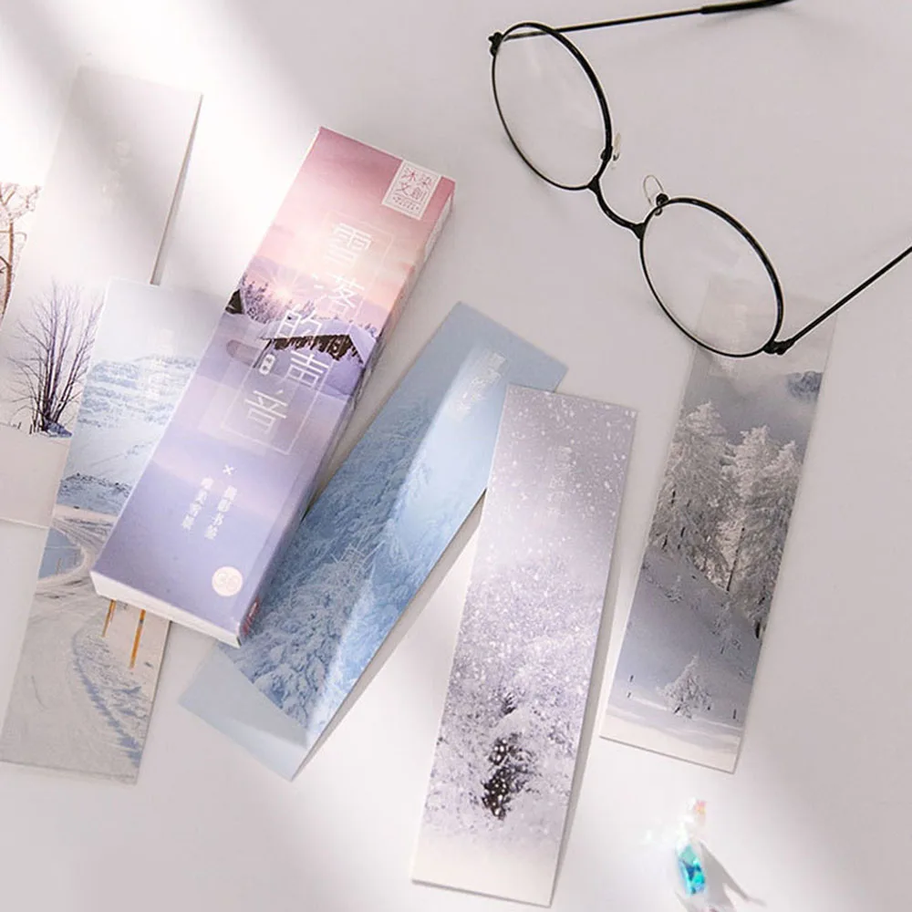 

30 Pcs Creative Winter Snow Paper Bookmarks for Books School Supplies Accessories Stationery
