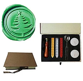 

Vintage Christmas tree Wedding Invitation Custom Picture Logo Wax Seal Sealing Stamp Sticks Spoon Gift Box Set Kit