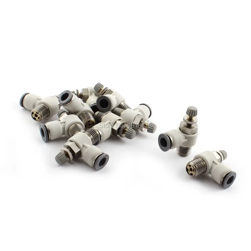 

10Pcs SL6-01 1/8 PT Male 6mm Tube Pneumatic Flow Control Valves