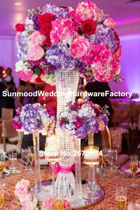 clear acrylic plastics flower stand , crystal wedding centerpieces for