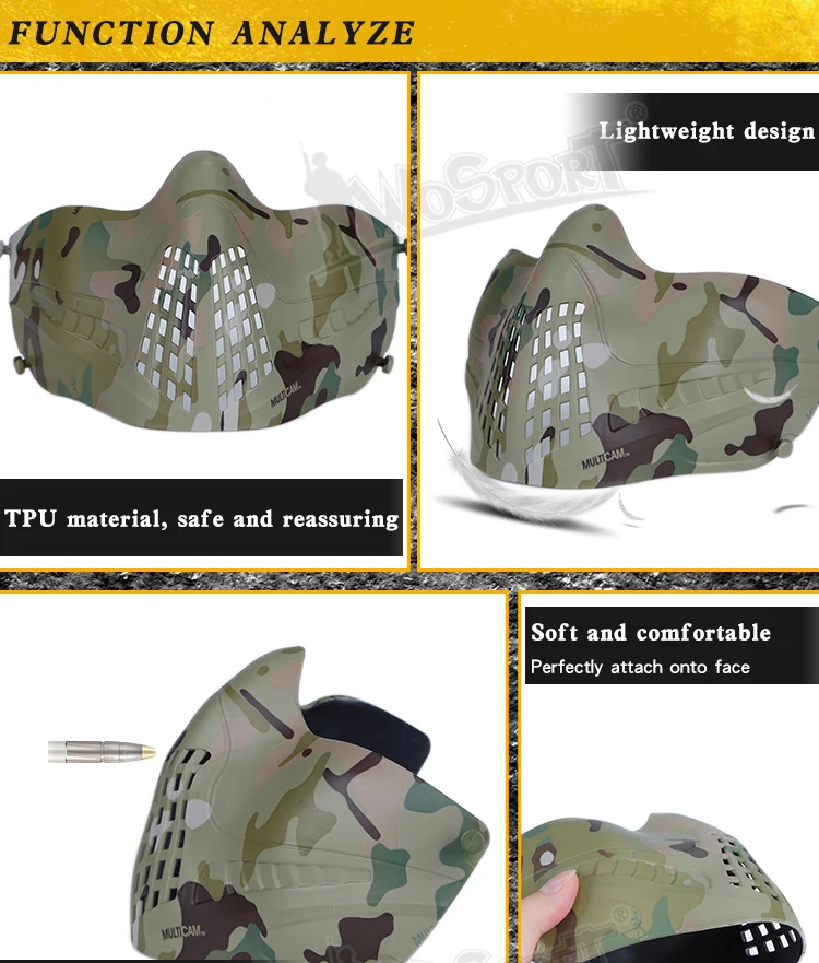 Тактические; на пол-лица Airsoft маска Открытый Военная Униформа стрельба Пейнтбол Защитная для мужчин женщин Тактический спортивные маски