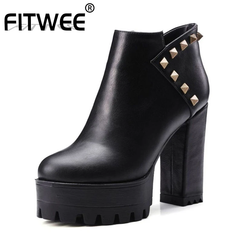 FITWEE/размеры 32-42 новые женские зимние ботильоны брендовые теплые кожаные ботинки