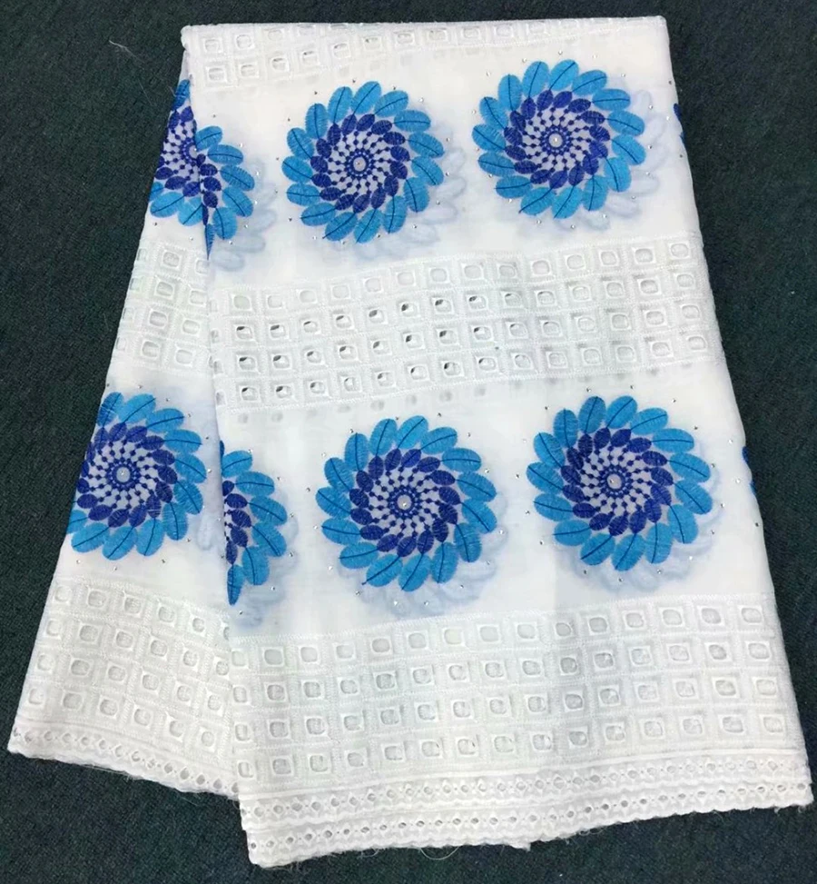 2018 Eyelet Swiss Voile Lace Fabric With Stones Soft Embroidery Men Dry Voile Lace Materials In Switzerland 5 Yards