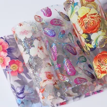 4*100 см цветок Фольга голографическая переводная наклейка для ногтей Звездная бумага цветной Маникюр переводная наклейка для ногтей украшение для лака