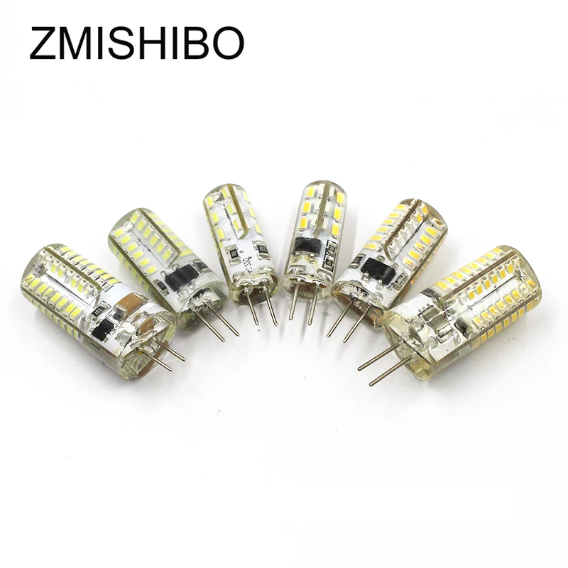 Zmisibo Высокая яркость LED G4 кукурузная лампа AC/DC 12V 220V 24/48/64LED 3014 силиконовый корпус Ra80
