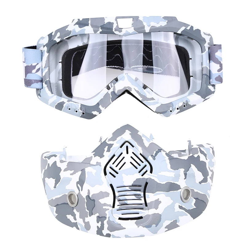 Posbay мотоциклетная маска для лица очки мотоцикл рот фильтр для открытого лица ветрозащитные очки Съемные мотоциклетные очки - Цвет: Type17