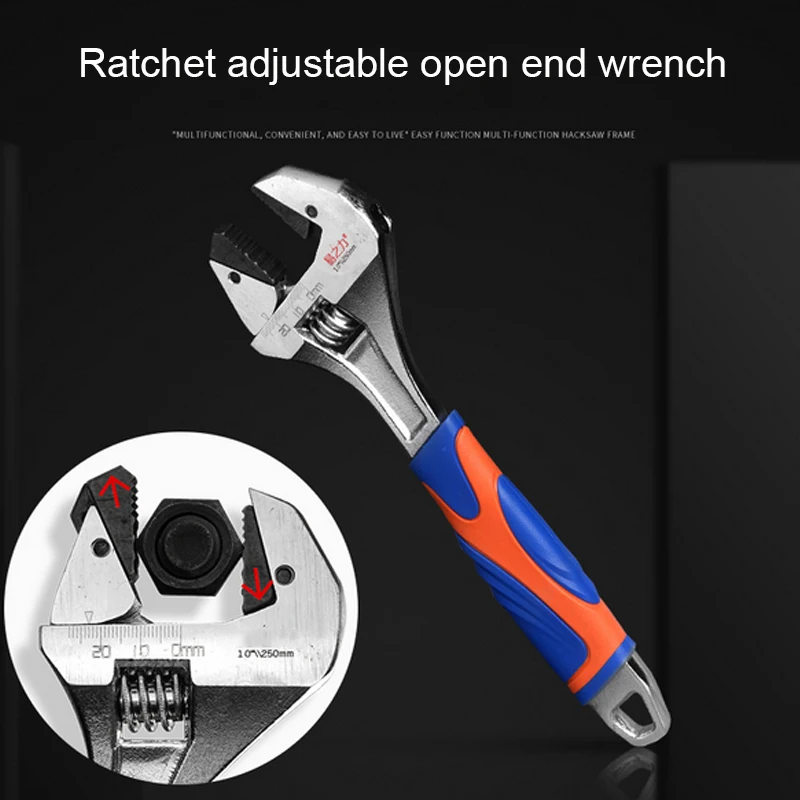

UNeefull 1pcs 10 inch ratchet open end wrench Adjustable Spanner Universal Key Nut Wrench Home Hand Tools Multitool High Quality