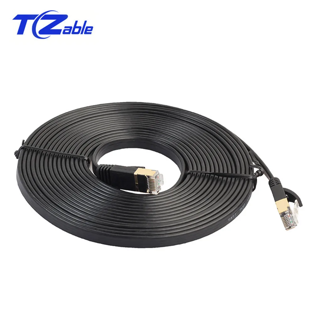 Cat.7 RJ45 Ethernet плоский кабель 10 гигабитный компьютерный сетевой Cat7 экранированный