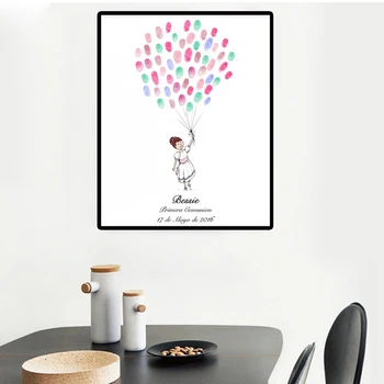 

Baby Shower Communion Wedding Gifts for Guests Cartoon Animal Painting Kid room decor Baptism fingerprint painting Communion
