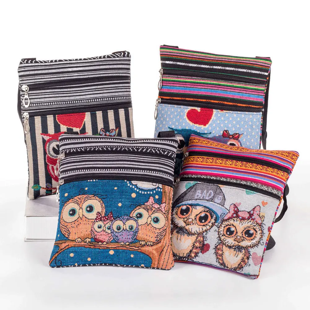 

2018 New Hot Women Shopping Bag Fashion Cute Owl Pattern Canvas Linen Bags Portable Reusable Double Zipper Shoulder Shopping Bag