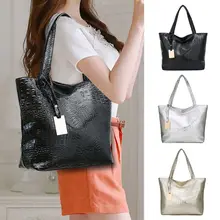 Модные женские сумки большой емкости мягкая искусственная крокодиловая кожа узор Дамская Повседневная хозяйственная сумка через плечо
