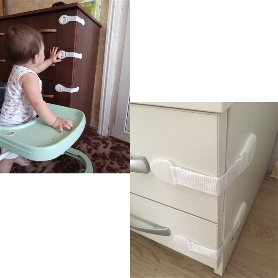 Cabinet Safety Lock 10Pcs/Lot Drawer Door Cabinet Cupboard Toilet Kids Safety Locks for Infant Security Plastic Baby Safety Lock Children Protection