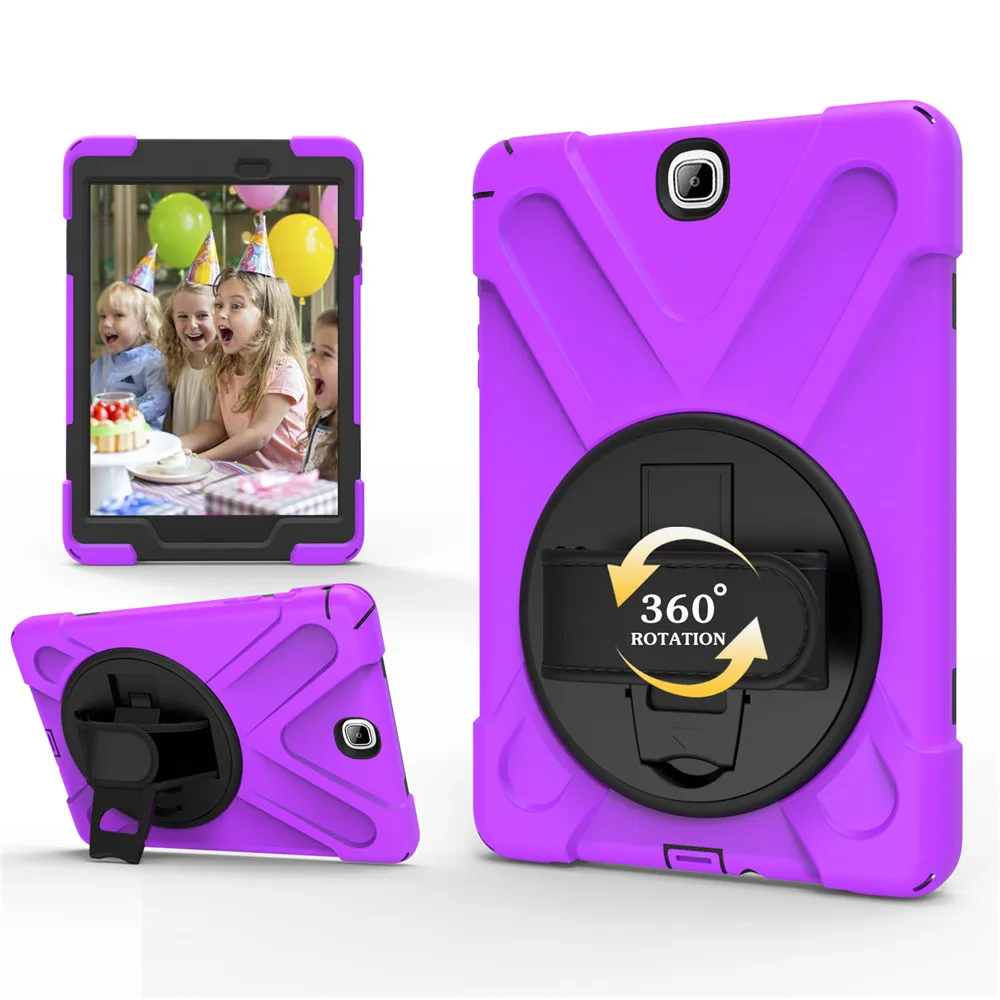 

Hot Heavy Duty Cover Case For Samsung Tab A T550 9.7'',PC&Silicon Stand Hand Strap Tablets&e-Books Shell Skin Case
