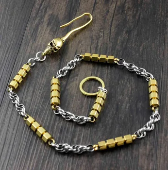 

316L Steel Stainless GOLD&SILVER Skull Hook Biker Wallet Chain