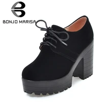 BONJOMARISA Women's Keroan Style Square High Heel Shoes Woman Lace Up Round Toe Platform Pumps Big Size 34-43 цена BONJOMARISA Women's Keroan Style Square High Heel Shoes Woman Lace Up Round Toe Platform Pumps Big Size 34-43 цены онлайн
