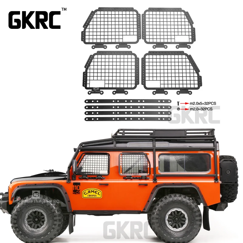 

4pcs Metal Foldable Car Window Protective Net For 1/10 Rc Crawler Car Defender Traxxas Trx4 T4 TRX-4 Window Guard Net Guardrai
