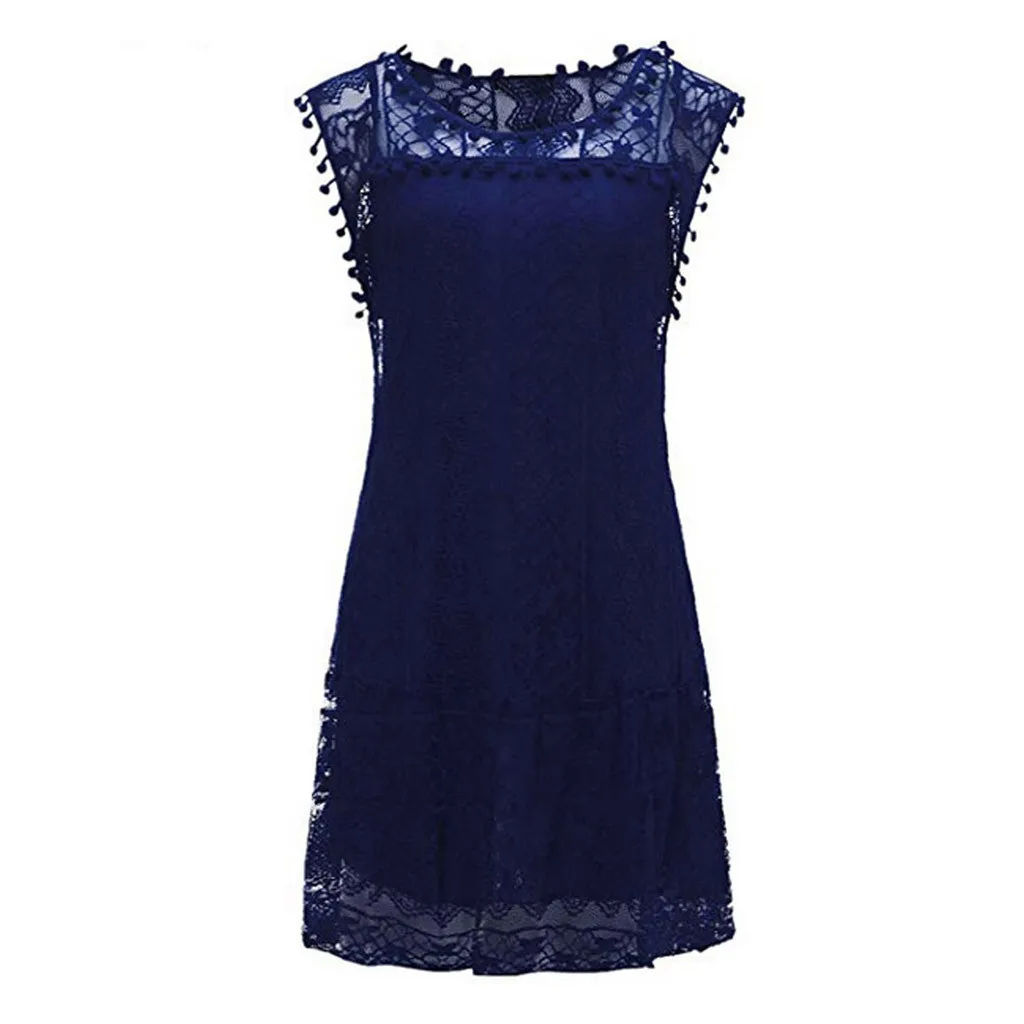 Платье летнее платье, халат Femme Vestidos De платье летнее платье Longue женское повседневное кружевное без рукавов пляжное Короткое мини-платье с бахромой Z4
