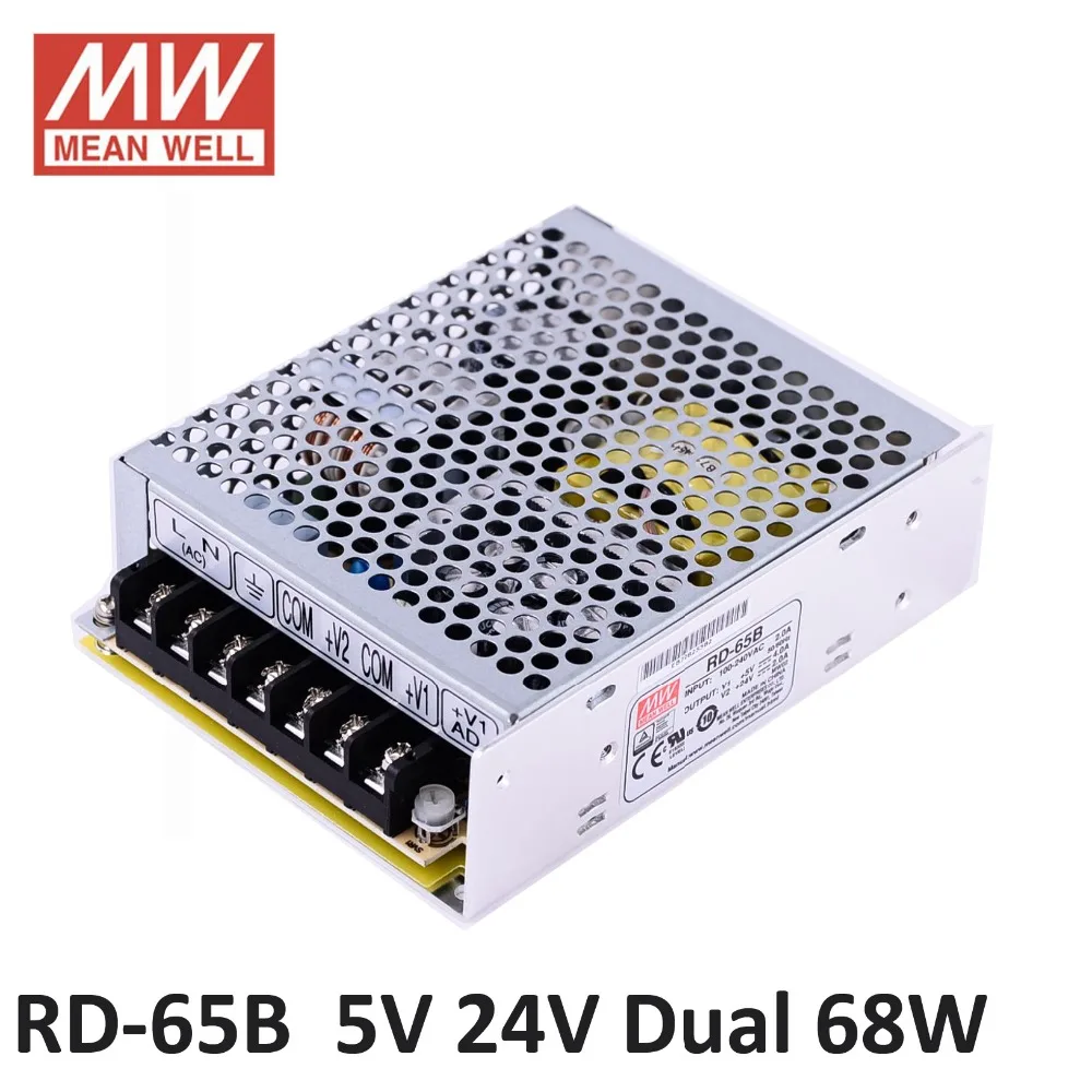 Original Mean well RD 65B 68W 5V 4A 24V 2A Dual output Meanwell Power Supply 85 264VAC input 5V
